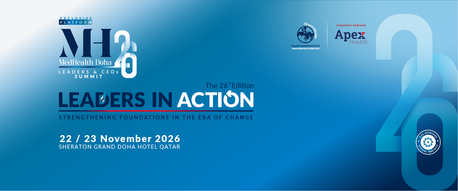 MedHealth Doha 2026 — Leaders in Action — official event banner